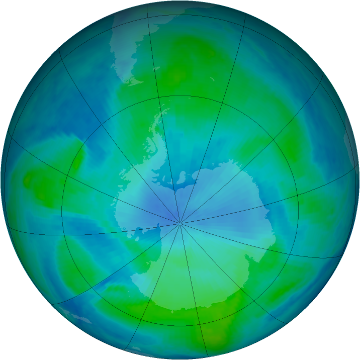 Antarctic ozone map for 09 February 1999